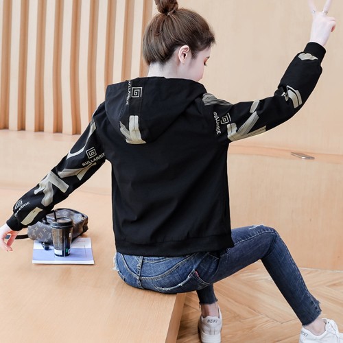 Korean Style Full Sleeved Women's Sports Jacket - Black image