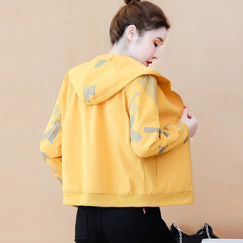Korean Style Full Sleeved Women's Sports Jacket - Yellow image