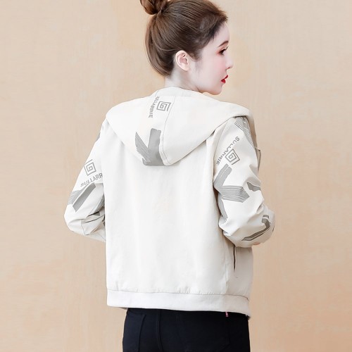 Korean Style Full Sleeved Women's Sports Jacket - Cream image