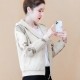 Korean Style Full Sleeved Women's Sports Jacket - Cream image