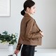 Zip Front Full Sleeved Casual PU Leather Jacket- Brown image
