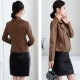 Zip Front Full Sleeved Casual PU Leather Jacket- Brown image