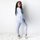 Three Piece Zipper Closure Hoodie Tracksuit Set - Light Blue image
