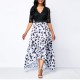 Polka Dots V-Neck Elastic Waist High-Low Maxi Dress - Black image