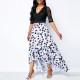 Polka Dots V-Neck Elastic Waist High-Low Maxi Dress - Black image