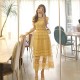  Korean Fashion Short Sleeve Mid-Calf Lace Dress - Yellow image