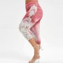Denim Faux Printed High-Rise Stretchy Midi Leggings - Pink
