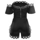 Solid Color Ladies Off Shoulder Top And Mini Shorts - Black image