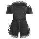 Solid Color Ladies Off Shoulder Top And Mini Shorts - Black image
