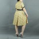 Short Sleeve Checkered A-Line Printed Midi Dress - Yellow| image