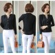 Casual V-Neck Long Sleeve Chiffon Shirt - Black image