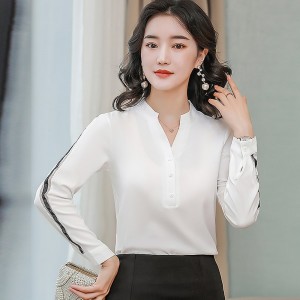 Classy Long Sleeve Chiffon Shirt For Women - White