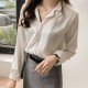 Buttoned Style Collared V Neck Shirt for Women - White image
