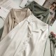 Buttoned Style Collared V Neck Shirt for Women - White image