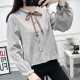 Solid Color Long Sleeve Corduroy Shirt For Women - Grey image