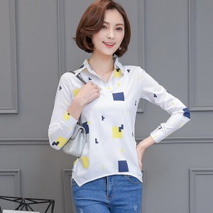 Geometric Print Pattern Pull Over Ladies Top - Yellow