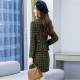 Long Sleeve Checkered Jacket And Mini Skirt - Green image