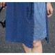 Casual Loose Fit Collared Midi Denim Dress With Belt - Blue image
