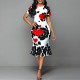 Classy Round Neck Short Sleeve Midi Print Dress - White image