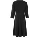 Solid Color Buttoned Long Sleeved A-Line Women's Dress - Black image