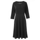 Solid Color Buttoned Long Sleeved A-Line Women's Dress - Black image