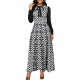 Round Neck High Waist Printed Maxi Dress for Women - Black image