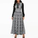 Round Neck High Waist Printed Maxi Dress for Women - Black image