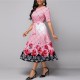 Round Neck Floral Style Printed Maxi Dress - Pink image