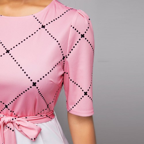 Round Neck Floral Style Printed Maxi Dress - Pink image