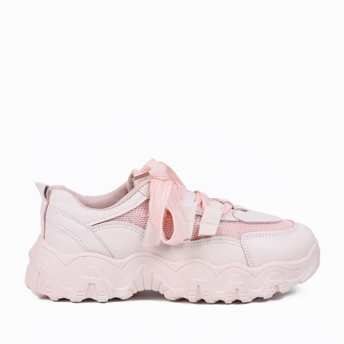 Sports Style Round Toe Casual Sneakers For Women - Pink image