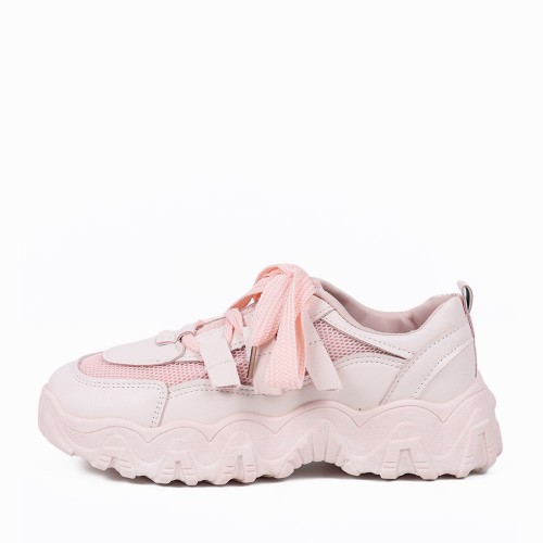 Sports Style Round Toe Casual Sneakers For Women - Pink image