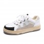 Slip Over Flat Sole Lace Closure Ladies Sneaker - White
