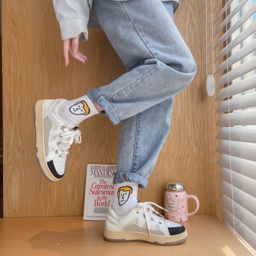 Slip Over Flat Sole Lace Closure Ladies Sneaker - White image