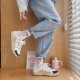 Slip Over Flat Sole Lace Closure Ladies Sneaker - White image