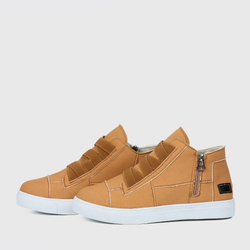 Classic Round Toe Lightweight Canvas Shoe for Ladies - Brown image