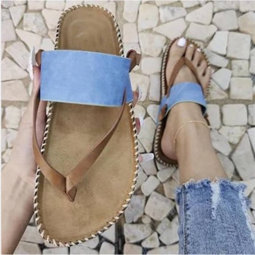 Casual Cross Border Style Women’s Flip Flop Slippers - Blue | image