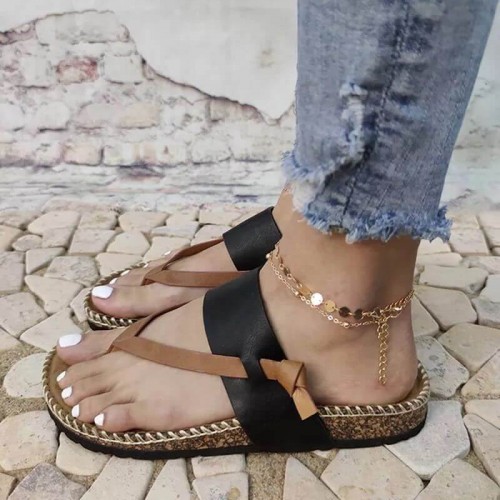 Casual Cross Border Style Women’s Flip Flop Slippers - Black |image