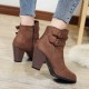Zipper Closure Martin Style Ankle Boots for Women - Brown image