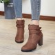 Zipper Closure Martin Style Ankle Boots for Women - Brown image