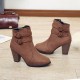 Zipper Closure Martin Style Ankle Boots for Women - Brown image