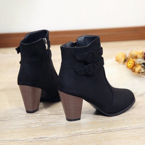 Zipper Closure Martin Style Ankle Boots for Women - Black image