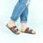 Trendy Double Breasted Flat Mule Slipper For Women - Brown	