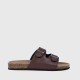Trendy Double Breasted Flat Mule Slipper For Women - Brown image
