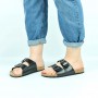 Trendy Double Breasted Flat Mule Slipper For Women - Black