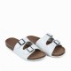 Trendy Double Breasted Flat Mule Slipper For Women - White image