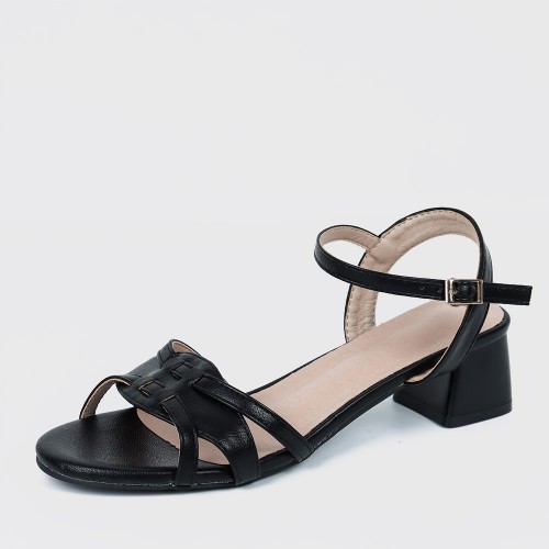 Stylish Cross Border Style Low Heeled Sandals for Women - Black image