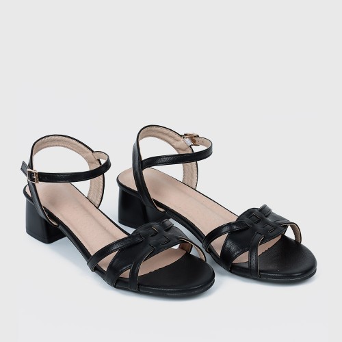 Stylish Cross Border Style Low Heeled Sandals for Women - Black image