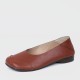 Retro Style Soft Sole Slip On Flat Shoe for Women - Brown image