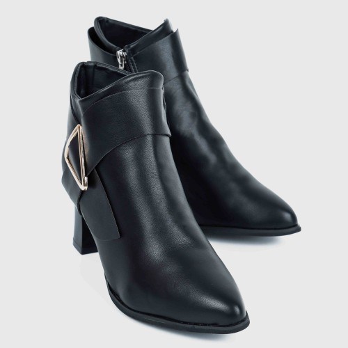 Trendy Martin Style Pointed Toe Boots for Women - Black image