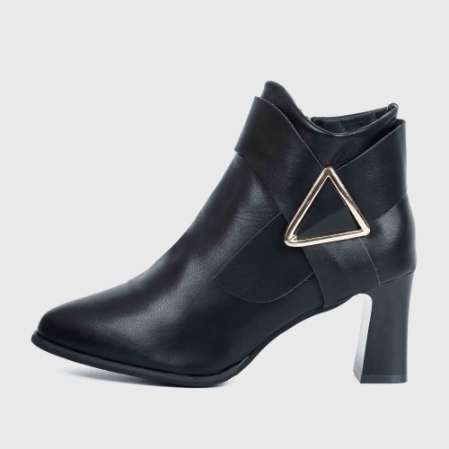 Trendy Martin Style Pointed Toe Boots for Women - Black image